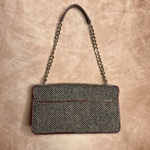 Liz Claiborne Accessories Mini Handbag Purse Chevron Stripe Tweed Indie Mobwife - Picture 2 of 9